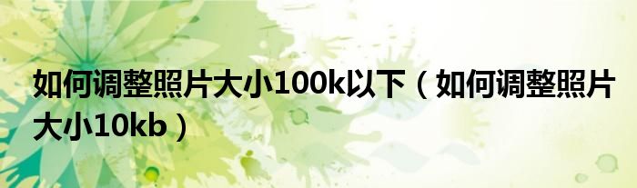 如何调整照片大小100k以下（如何调整照片大小10kb）