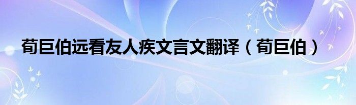 荀巨伯远看友人疾文言文翻译（荀巨伯）