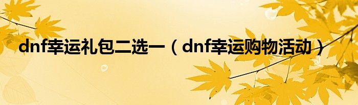 dnf幸运礼包二选一（dnf幸运购物活动）