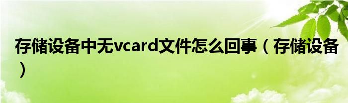 存储设备中无vcard文件怎么回事（存储设备）