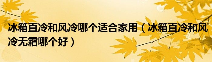 冰箱直冷和风冷哪个适合家用（冰箱直冷和风冷无霜哪个好）