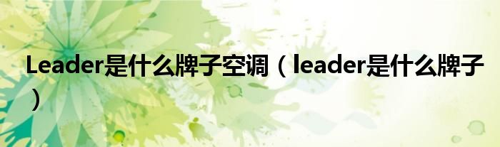 Leader是什么牌子空调（leader是什么牌子）