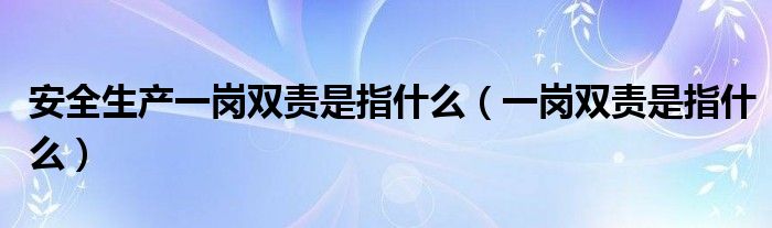 安全生产一岗双责是指什么（一岗双责是指什么）