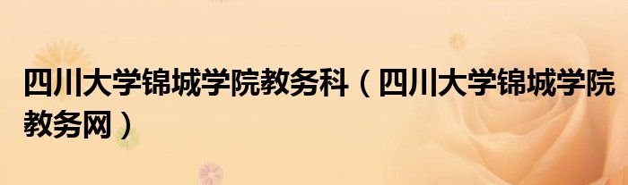 四川大学锦城学院教务科（四川大学锦城学院教务网）