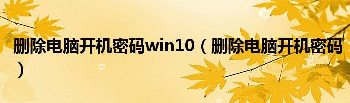 删除电脑开机密码win10（删除电脑开机密码）