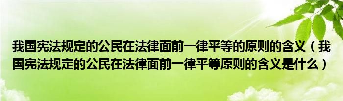 我国宪法规定的公民在法律面前一律平等的原则的含义（我国宪法规定的公民在法律面前一律平等原则的含义是什么）