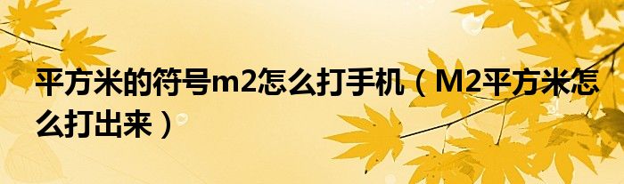 平方米的符号m2怎么打手机（M2平方米怎么打出来）