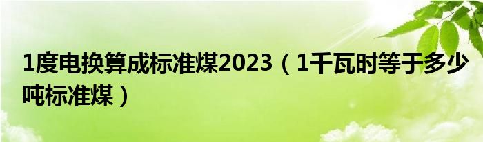 1度电换算成标准煤2023（1千瓦时等于多少吨标准煤）