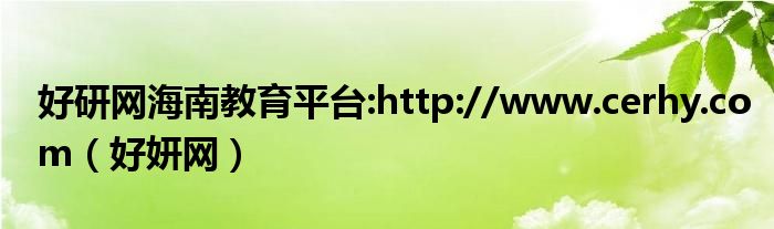 好研网海南教育平台:http://www.cerhy.com（好妍网）