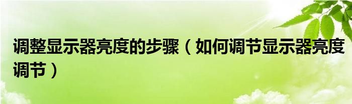 调整显示器亮度的步骤（如何调节显示器亮度调节）