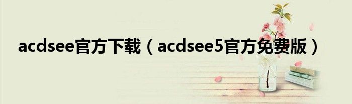 acdsee官方下载（acdsee5官方免费版）