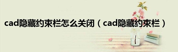 cad隐藏约束栏怎么关闭（cad隐藏约束栏）