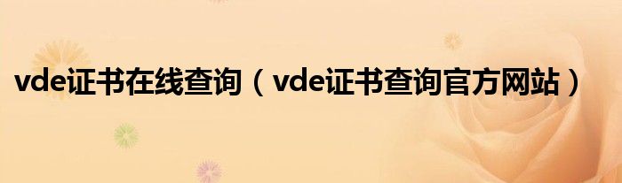 vde证书在线查询（vde证书查询官方网站）