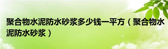 聚合物水泥防水砂浆多少钱一平方（聚合物水泥防水砂浆）