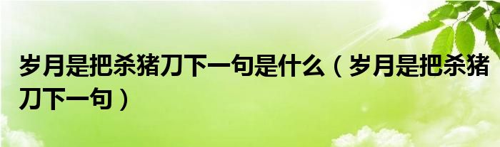 岁月是把杀猪刀下一句是什么（岁月是把杀猪刀下一句）