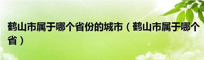 鹤山市属于哪个省份的城市（鹤山市属于哪个省）