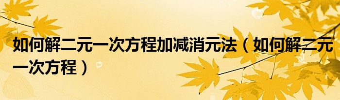 如何解二元一次方程加减消元法（如何解二元一次方程）