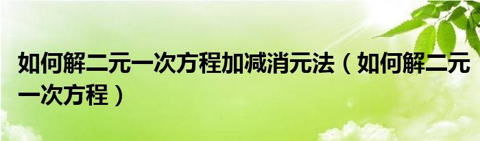 如何解二元一次方程加减消元法（如何解二元一次方程）