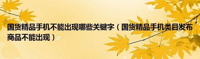 国货精品手机不能出现哪些关键字（国货精品手机类目发布商品不能出现）