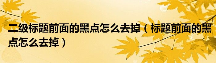 二级标题前面的黑点怎么去掉（标题前面的黑点怎么去掉）