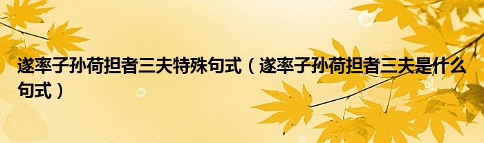 遂率子孙荷担者三夫特殊句式（遂率子孙荷担者三夫是什么句式）