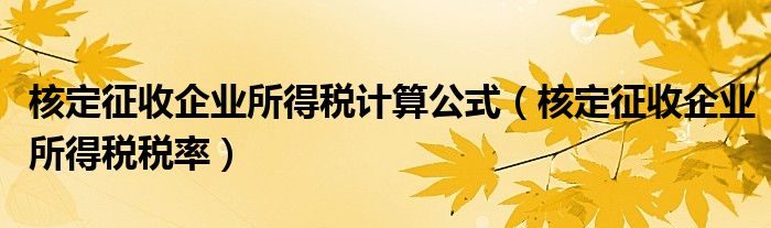 核定征收企业所得税计算公式（核定征收企业所得税税率）