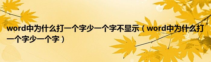 word中为什么打一个字少一个字不显示（word中为什么打一个字少一个字）