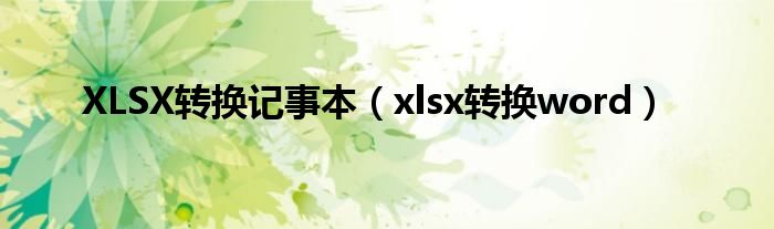 XLSX转换记事本（xlsx转换word）