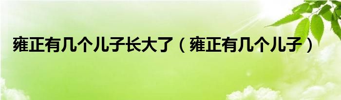 雍正有几个儿子长大了（雍正有几个儿子）