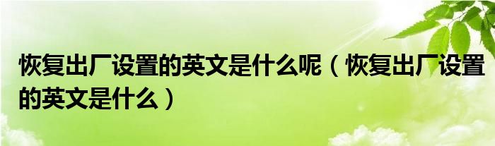 恢复出厂设置的英文是什么呢（恢复出厂设置的英文是什么）