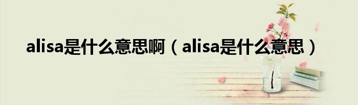 alisa是什么意思啊（alisa是什么意思）