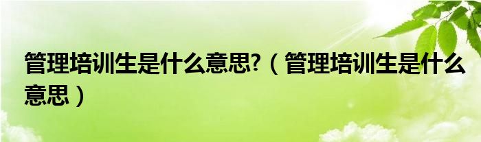 管理培训生是什么意思?（管理培训生是什么意思）