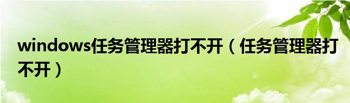 windows任务管理器打不开（任务管理器打不开）