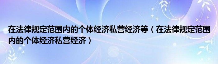 在法律规定范围内的个体经济私营经济等（在法律规定范围内的个体经济私营经济）