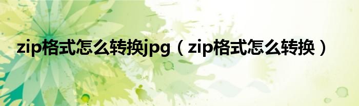 zip格式怎么转换jpg（zip格式怎么转换）