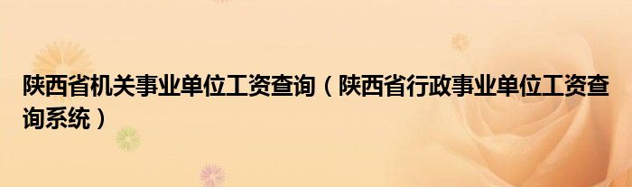 陕西省机关事业单位工资查询（陕西省行政事业单位工资查询系统）