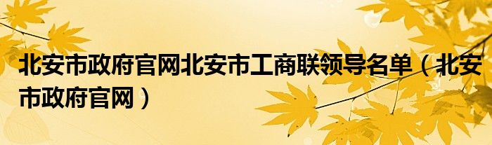 北安市政府官网北安市工商联领导名单（北安市政府官网）