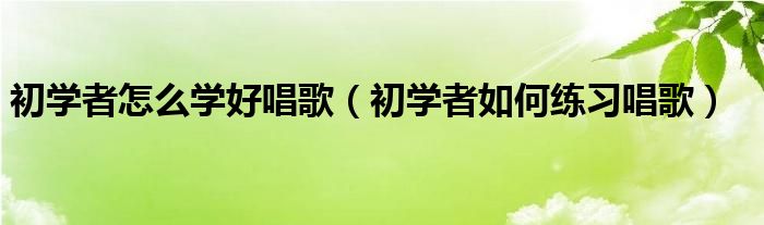 初学者怎么学好唱歌（初学者如何练习唱歌）