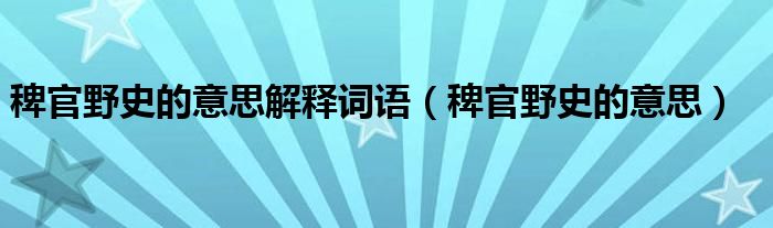 稗官野史的意思解释词语（稗官野史的意思）