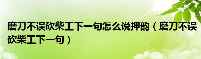 磨刀不误砍柴工下一句怎么说押韵（磨刀不误砍柴工下一句）