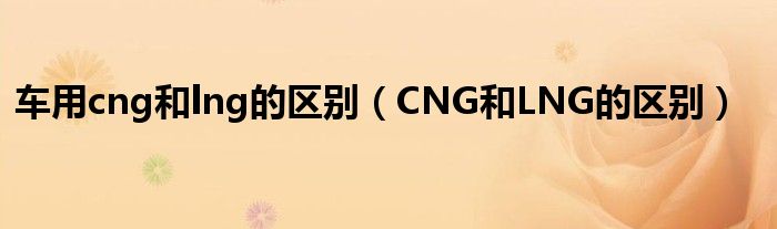 车用cng和lng的区别（CNG和LNG的区别）