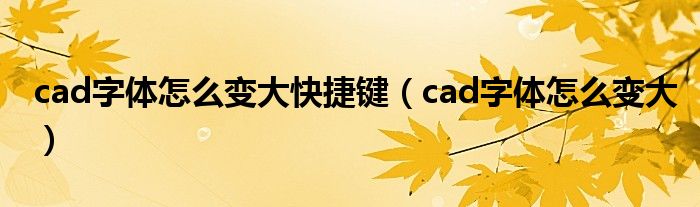 cad字体怎么变大快捷键（cad字体怎么变大）