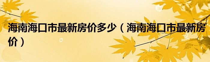 海南海口市最新房价多少（海南海口市最新房价）