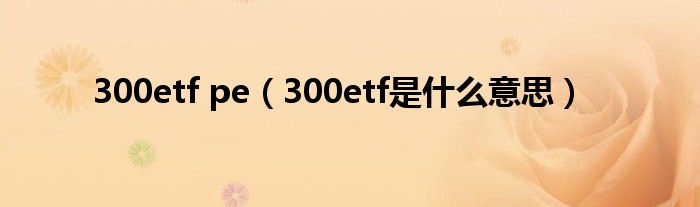 300etf pe（300etf是什么意思）