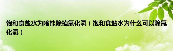 饱和食盐水为啥能除掉氯化氢（饱和食盐水为什么可以除氯化氢）