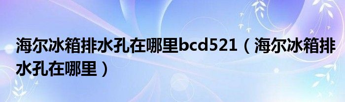 海尔冰箱排水孔在哪里bcd521（海尔冰箱排水孔在哪里）