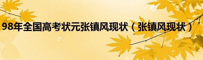 98年全国高考状元张镇风现状（张镇风现状）