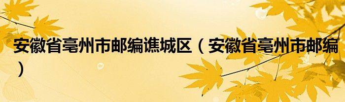 安徽省亳州市邮编谯城区（安徽省亳州市邮编）