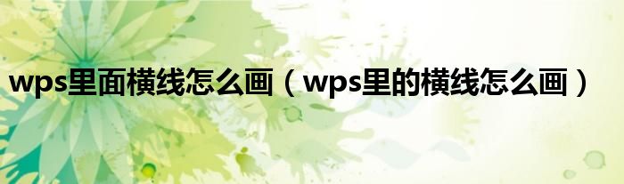 wps里面横线怎么画（wps里的横线怎么画）