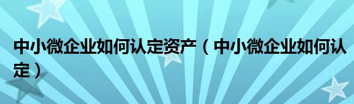 中小微企业如何认定资产（中小微企业如何认定）